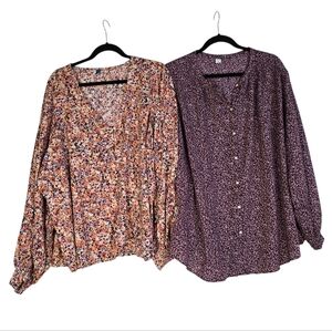 OLD NAVY [Bundle of 2] Sz XXL Tall fall floral pattern peasant tunics
